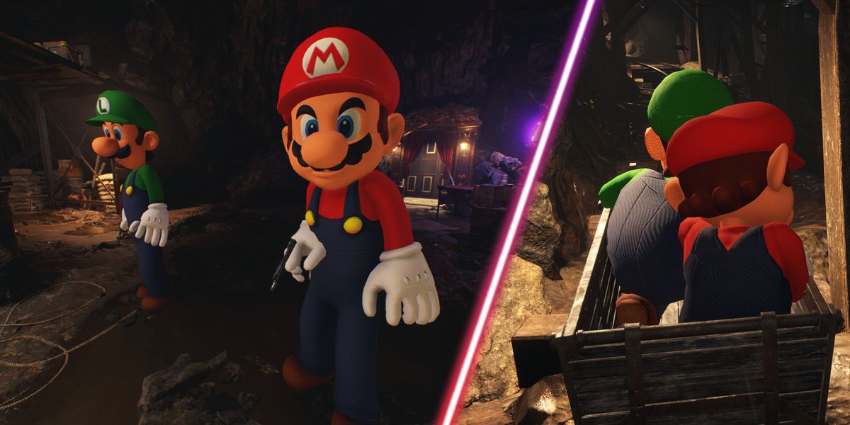 Mario and Luigi in the Resident Evil 4 Remake.