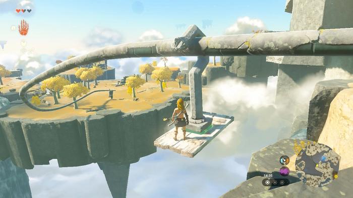 Sliding along a rail in The Legend of Zelda: Tears of the Kingdom.