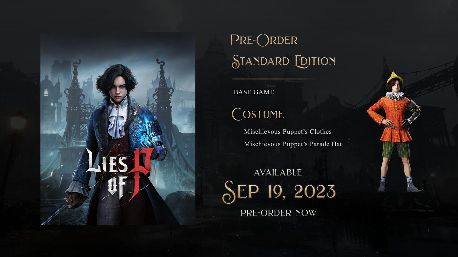 The contents of the standard edition pre-order of Lies of P