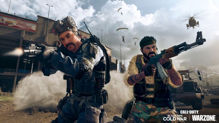 Captain Price and Frank Woods fire off rounds in Black Ops Cold War