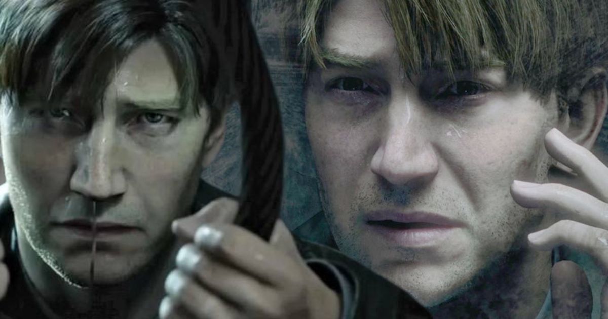 Two images of James Sunderland looking upset from silent hill 2 remake 