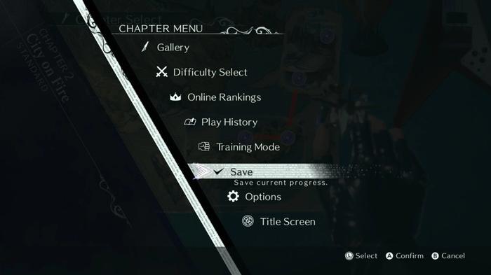 Image of the Bayonetta 3 save screen.