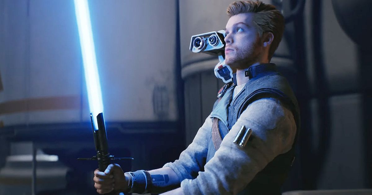 Cal Kestis igniting his lightsaber in Star Wars Jedi Survivor