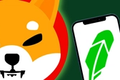 Shiba Inu Coin Logo next to Robinhood logo on a phone after SHIB listing.