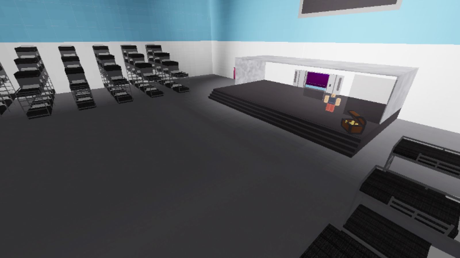 Screenshot from Squid Game: Red Light Green Light, showing the dormitory pre-game lobby