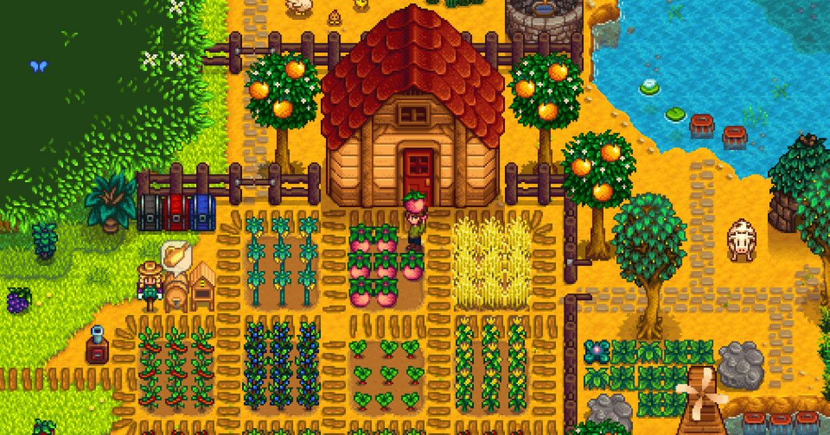 Stardew Valley Farm with seeds growing outside front door