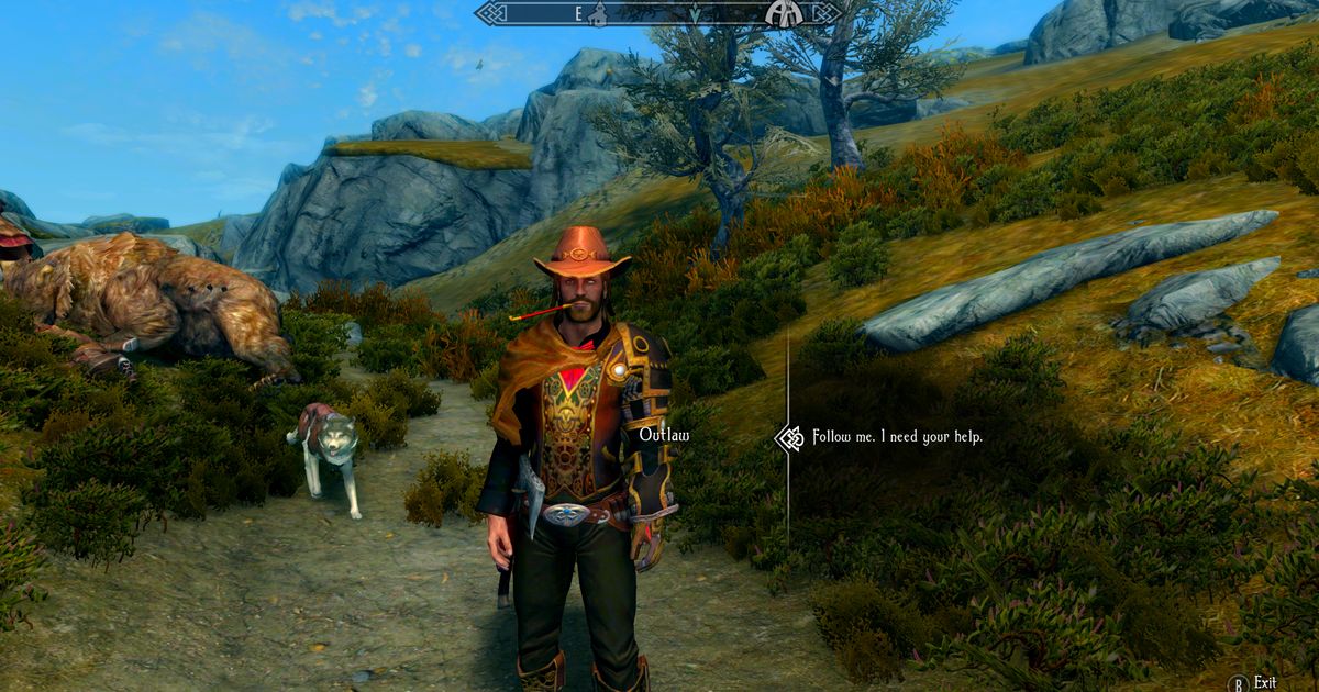 An image of Skyrim's new cowboy inspired follower