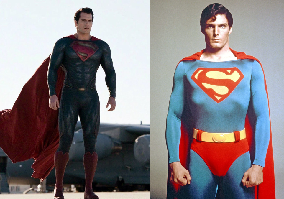 Henry Cavill and Christopher Reeve as Superman