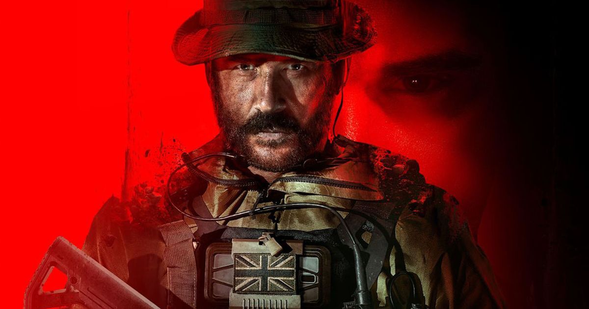 Modern Warfare 3 Captain Price on red background revealing dark shadow of Makarov