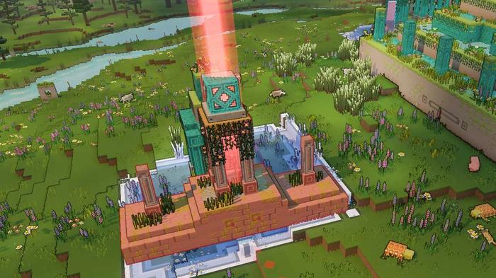 Using the Flames of Creation to increase army size in Minecraft Legends.