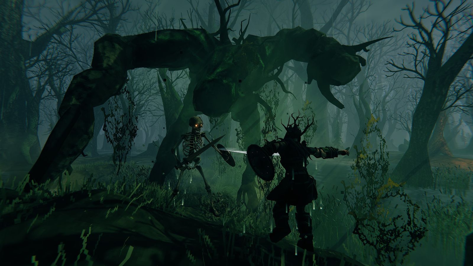 A player fighting one of the monsters in Valheim.