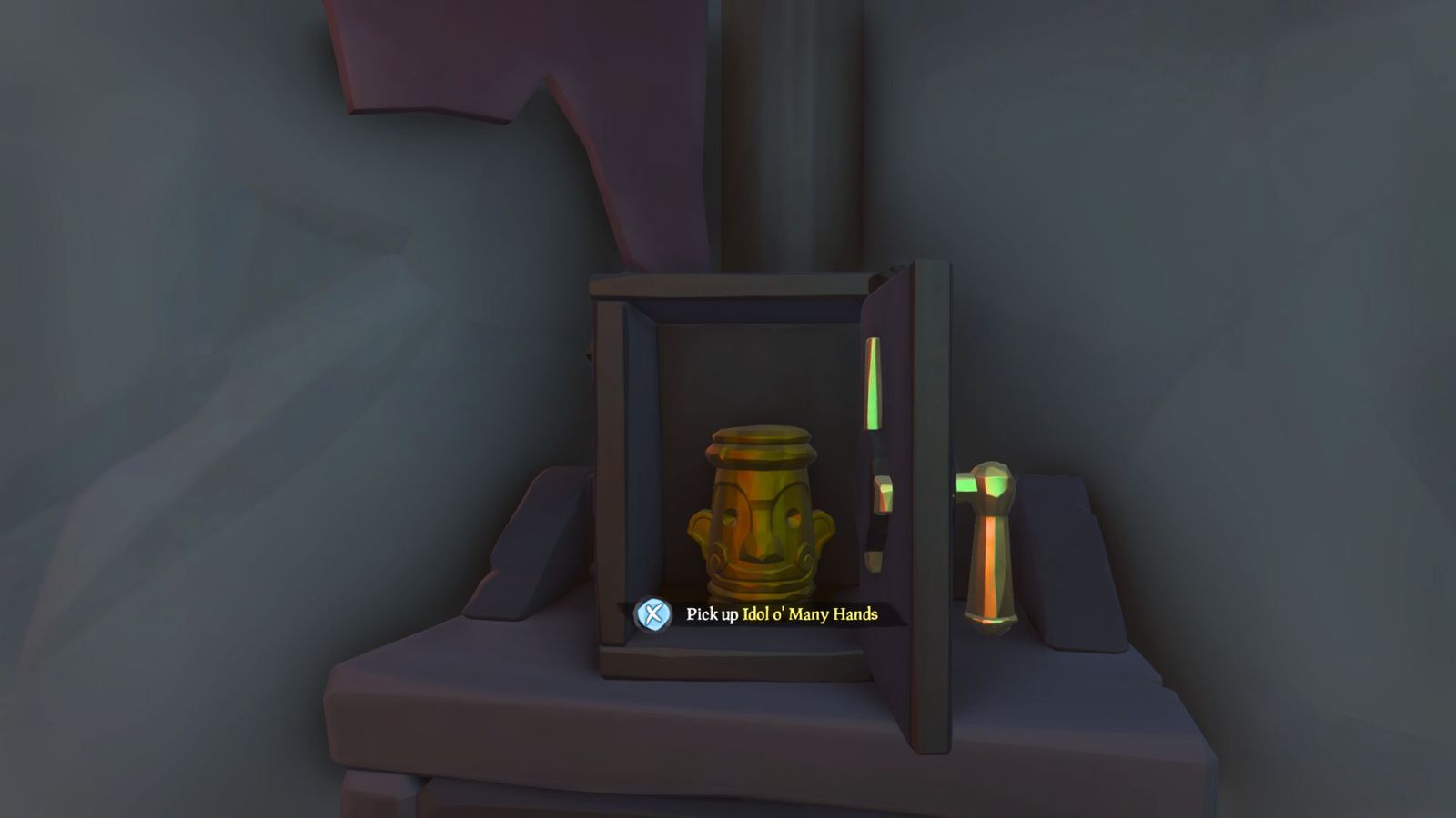 Idol O'Many Hands inside Stan's office safe in Sea of Thieves 'The Quest for Guybrush'