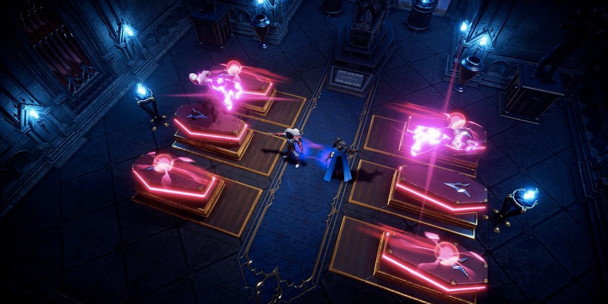 Image of a neon-inflected lab in V Rising.