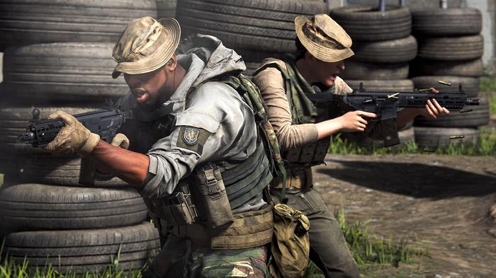 Two characters with weapons in Modern Warfare 2