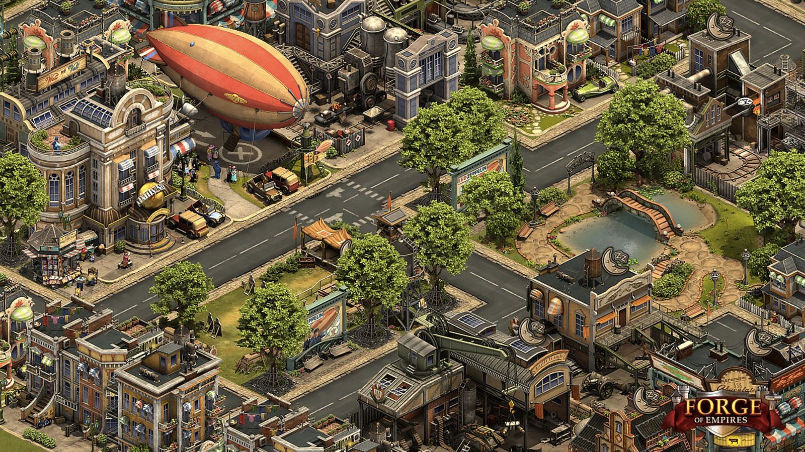 Image of a steampunk city in Forge of Empires.
