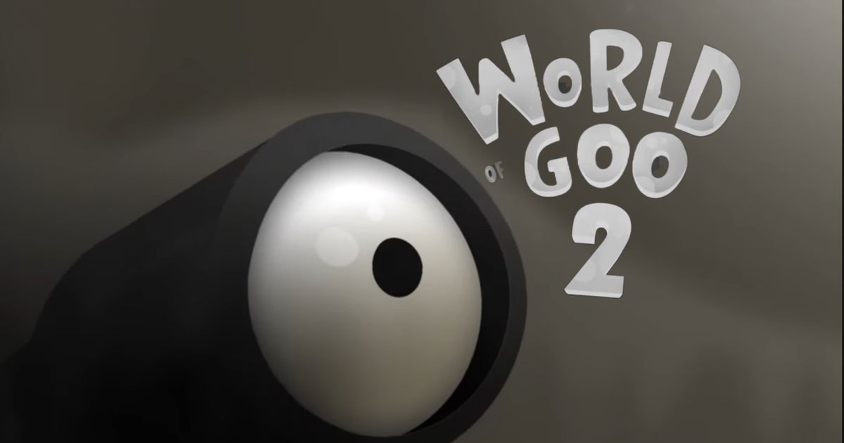 The World of Goo 2 logo next to a gooey eyeball 