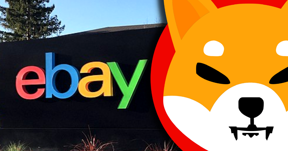 Ebay logo on a sign next to the Shiba Inu logo