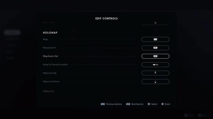 A screenshot of the holomap controls of Star Wars Jedi: Fallen Order.