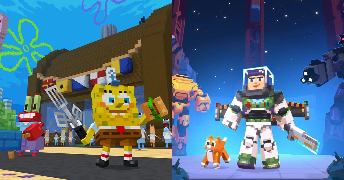 Minecraft Spongebob and Buzz Lightyear