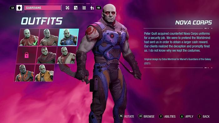 Guardians of the Galaxy Nova Corps Drax outfit