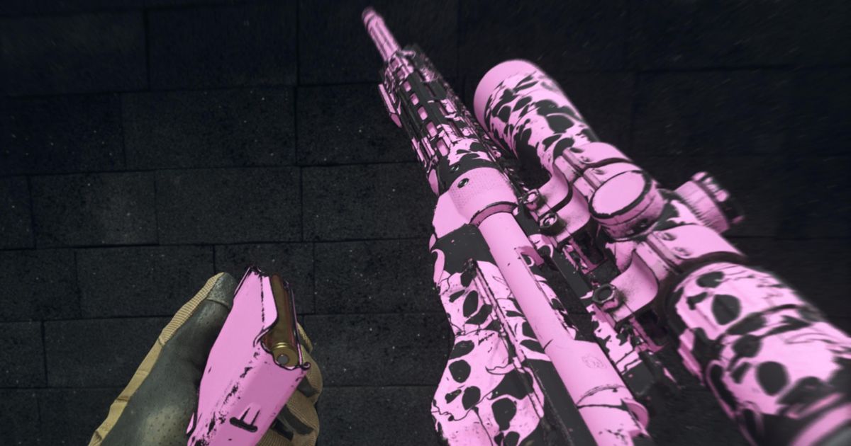 Warzone 2 SP-X 80 Sniper Rifle met roze schedelcamo