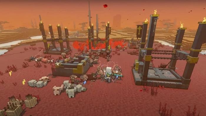 A PvP match in progress, as shown in Minecraft Legends gameplay.