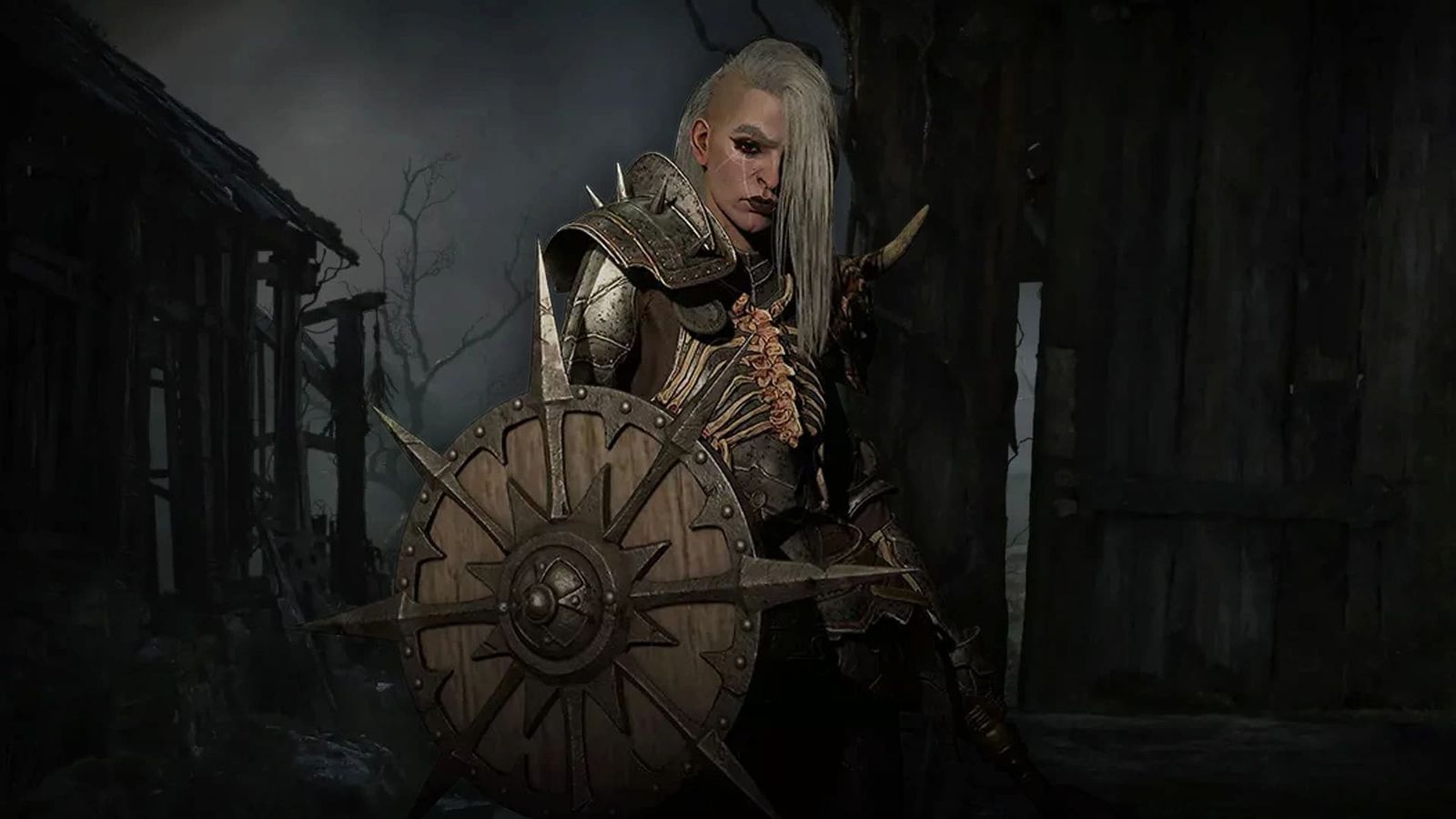 Diablo 4 character carrying a shield.