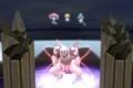 Palkia with Uxie, Azelf, and Mesprit above them in Pokémon Brilliant Diamond and Shining Pearl.