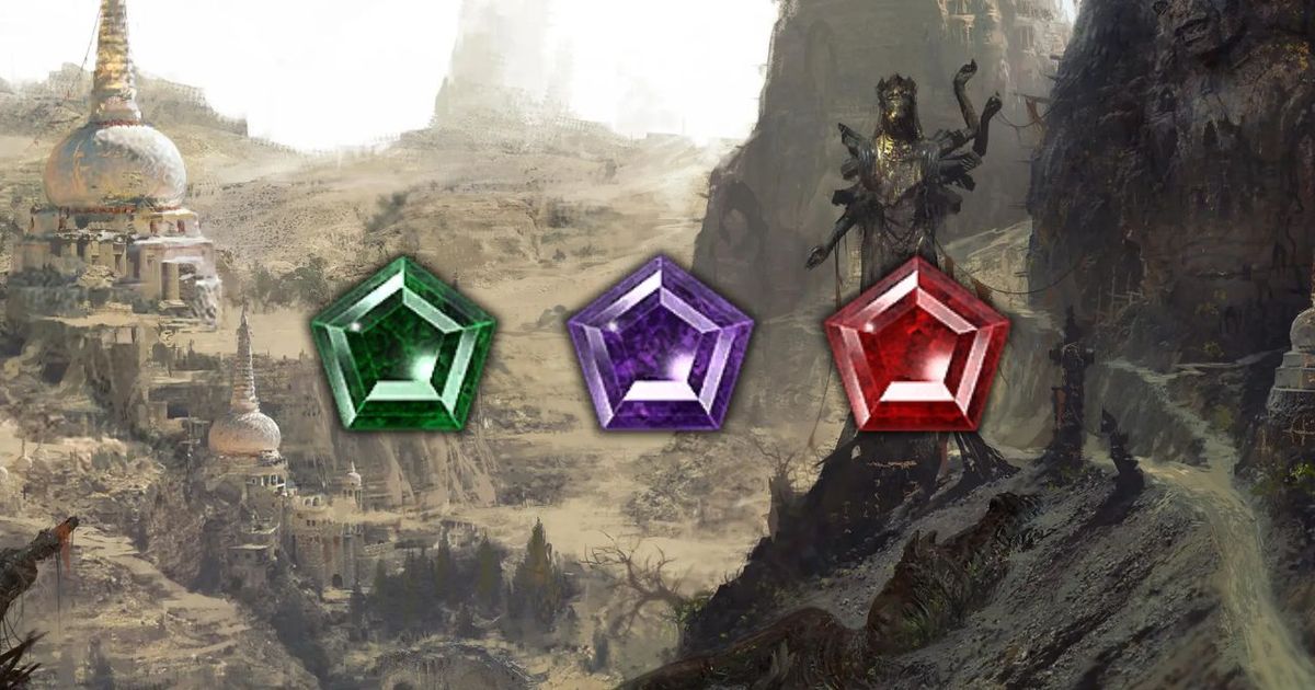 A set of gems in Diablo 4.