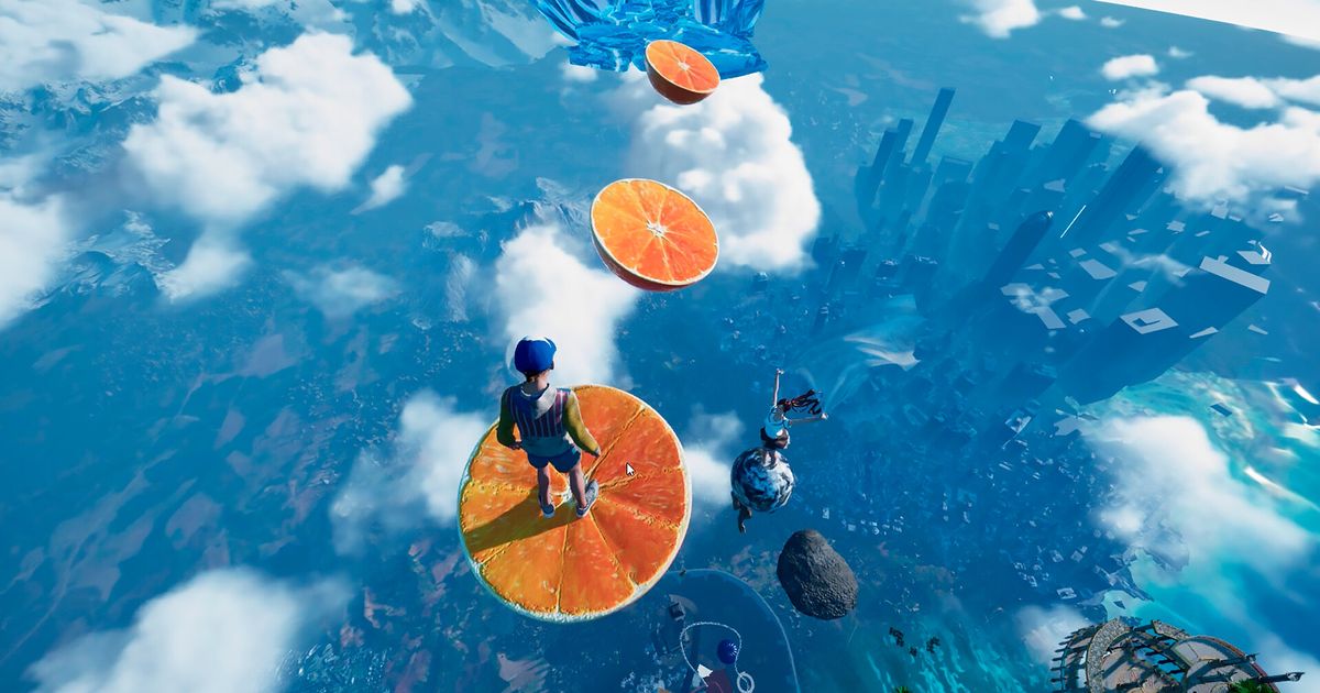 Only Up orange slices in the air platforming