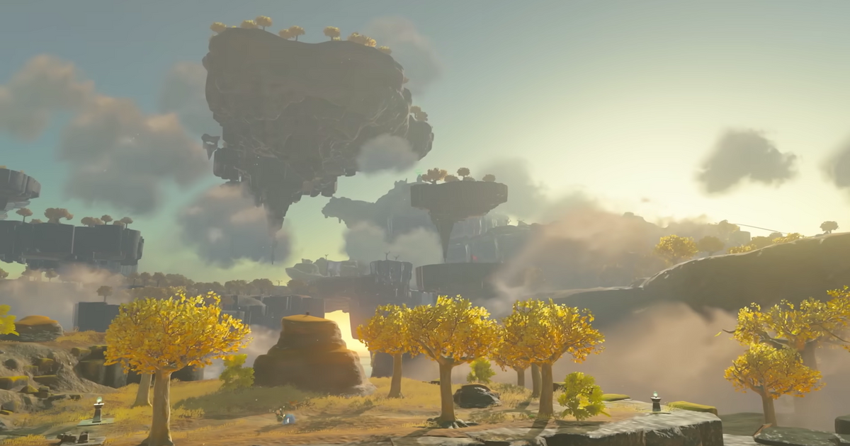 Zelda Tears of the Kingdom horizon with a sky island in the background