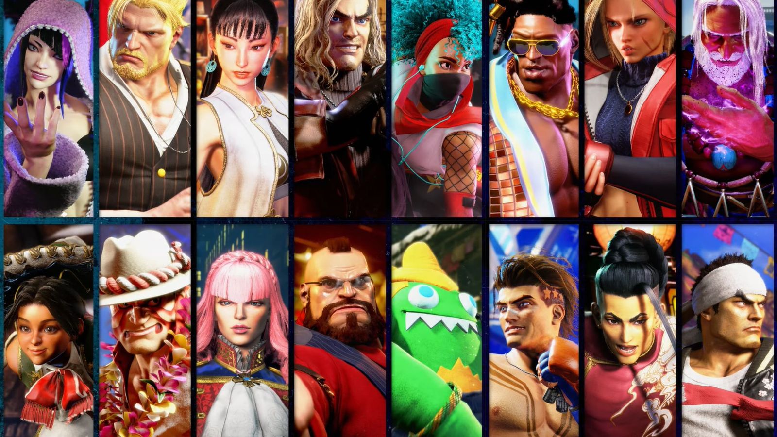 Street Fighter 6 characters wearing alternate costumes for a promotional image