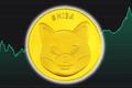 Image of Gold Shiba Inu (SHIB) coin on the background of the SHIB trading chart, seen rising over the past day.