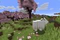 An animal grazing in the fields of Minecraft.