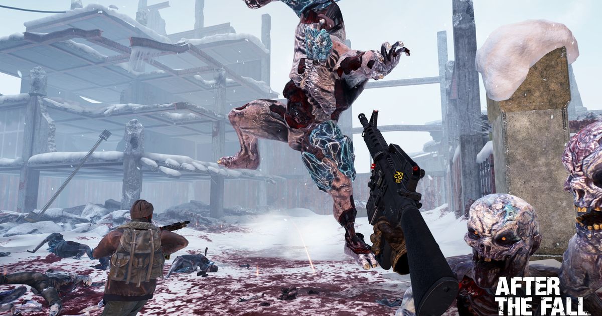 A zombie jumps at the player in After the Fall.