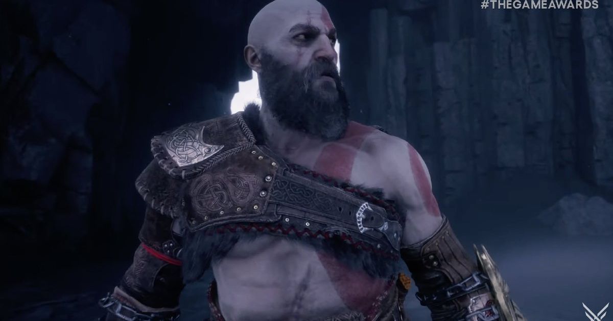Kratos from God of War Ragnarok staring at something off screen