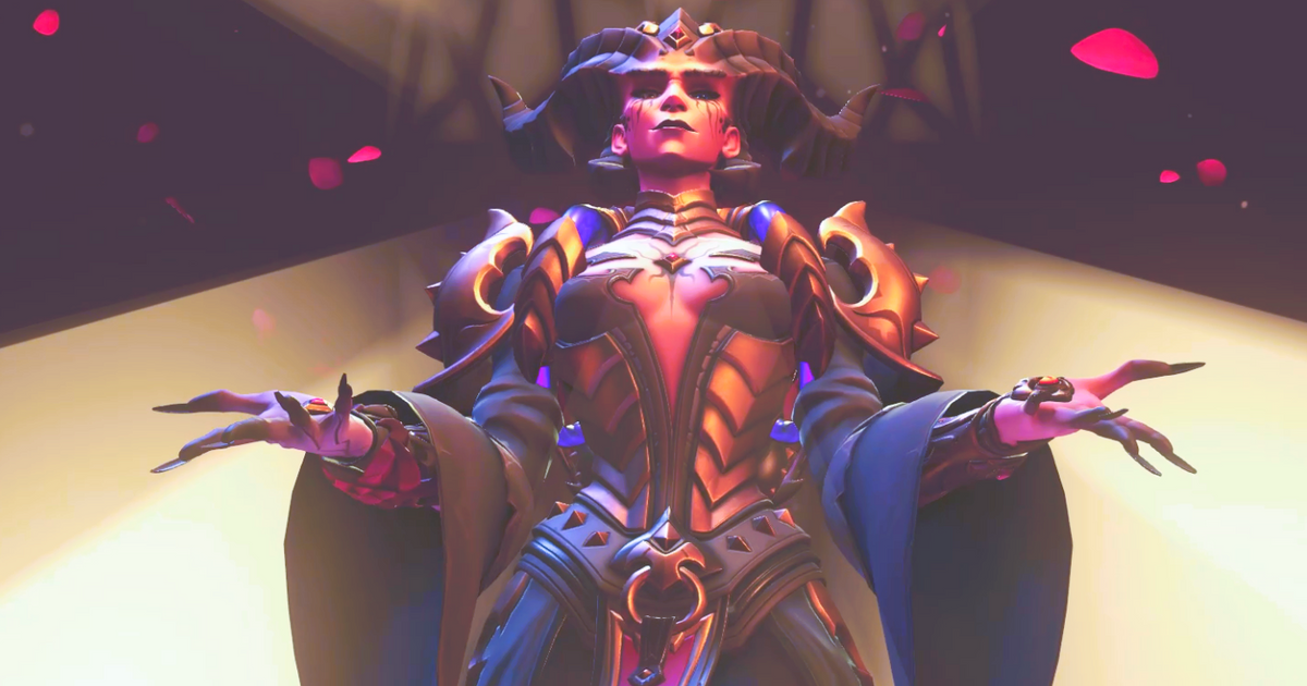 Moira Lilith Diablo 4 Overwatch 2 skin screenshot from intro highlight 'Be Beautiful'
