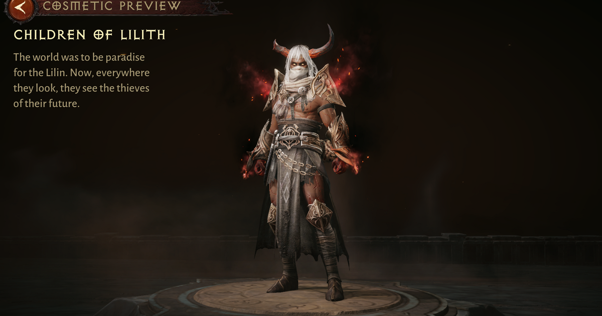 Diablo 4 Children of Lilith cosmetic skin with helmet