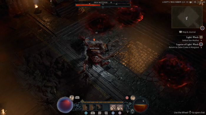 A screenshot of the Den Mother in Diablo 4.