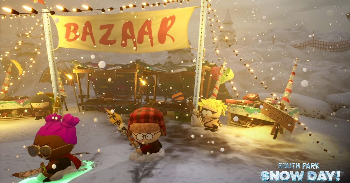 South Park Snow Day characters near Bazaar area