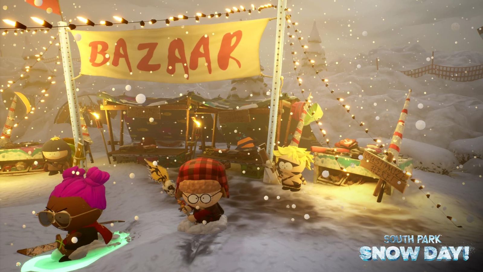 South Park Snow Day characters near Bazaar area