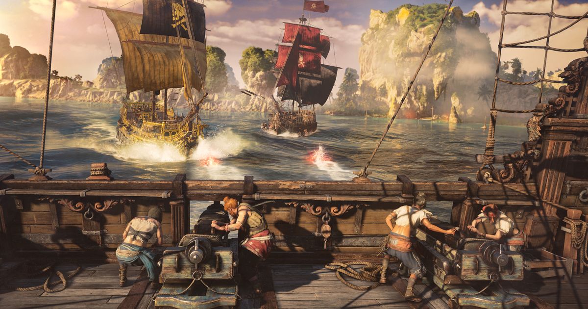 Skull and Bones land combat - ships fighting each other on sea