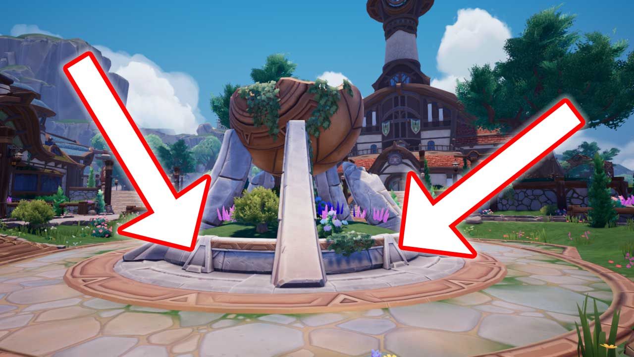 Interacting with the correct triangle plaque on the town fountain will progress the Open the Door Palia quest.
