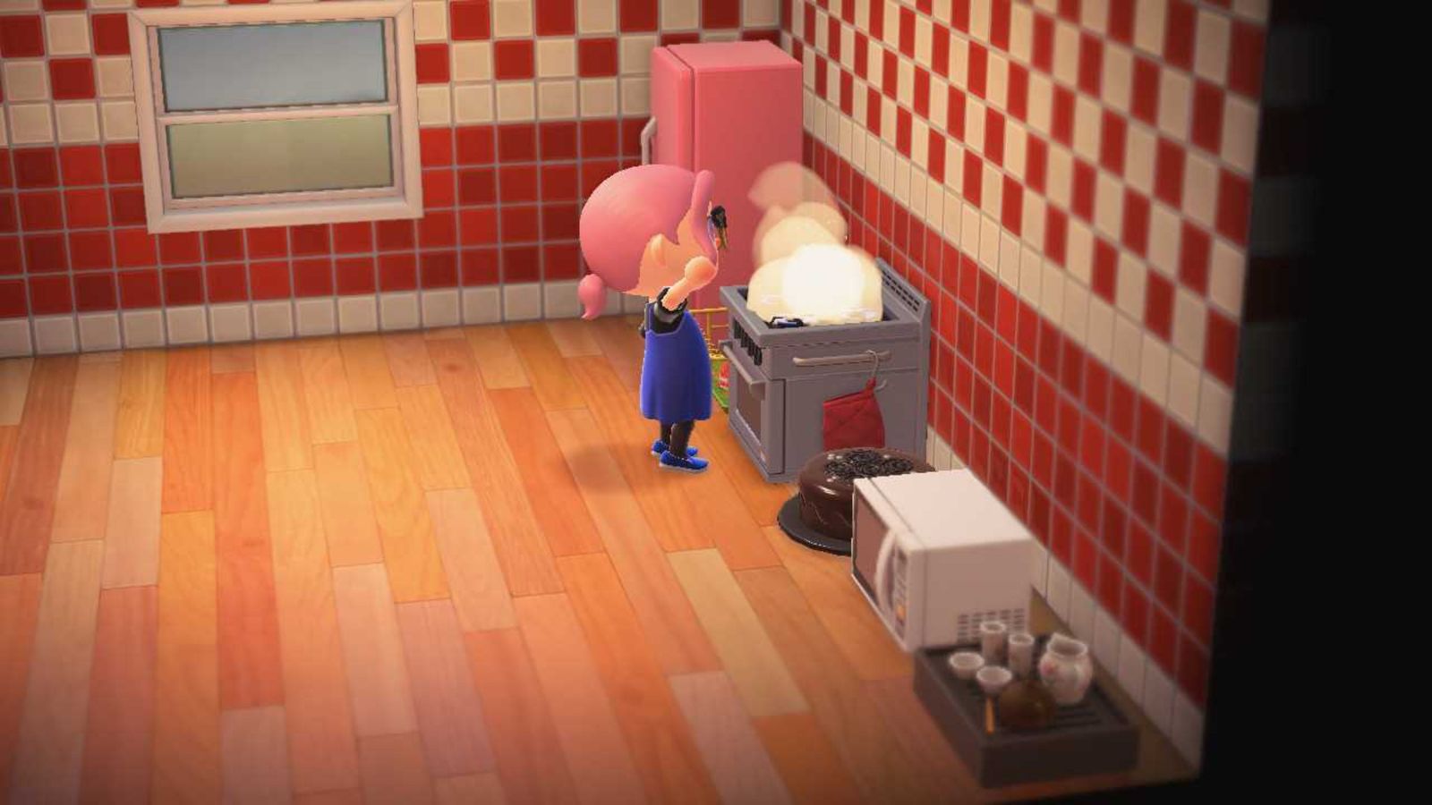 Animal Crossing New Horizons Cooking at stove