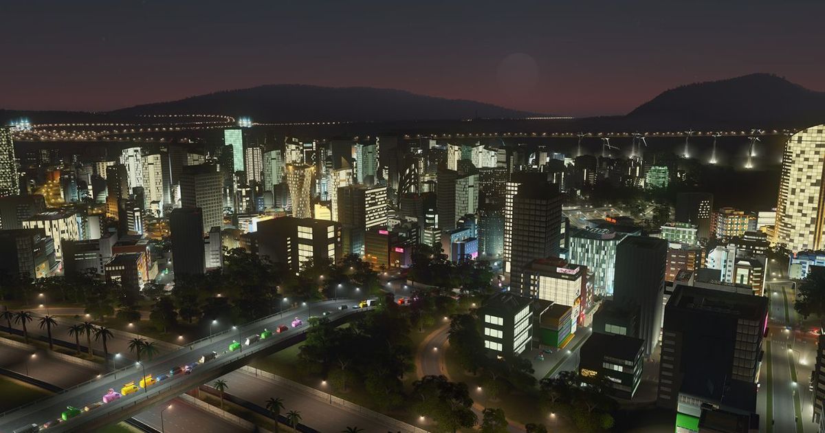 The city in Cities Skylines.