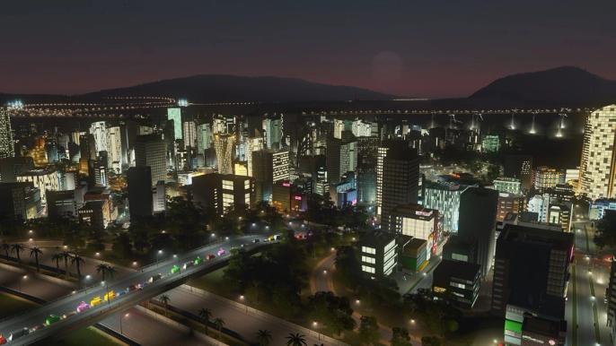 The city in Cities Skylines.
