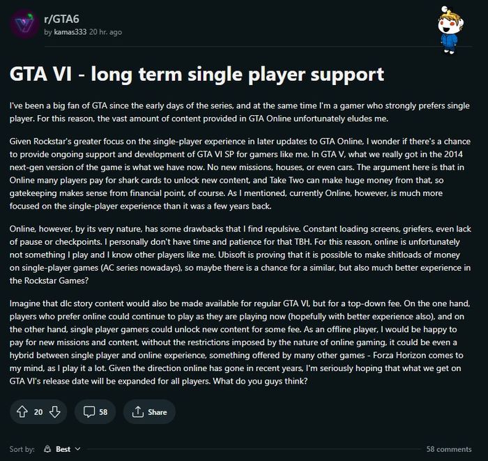 The thread on the GTA 6 subreddit.