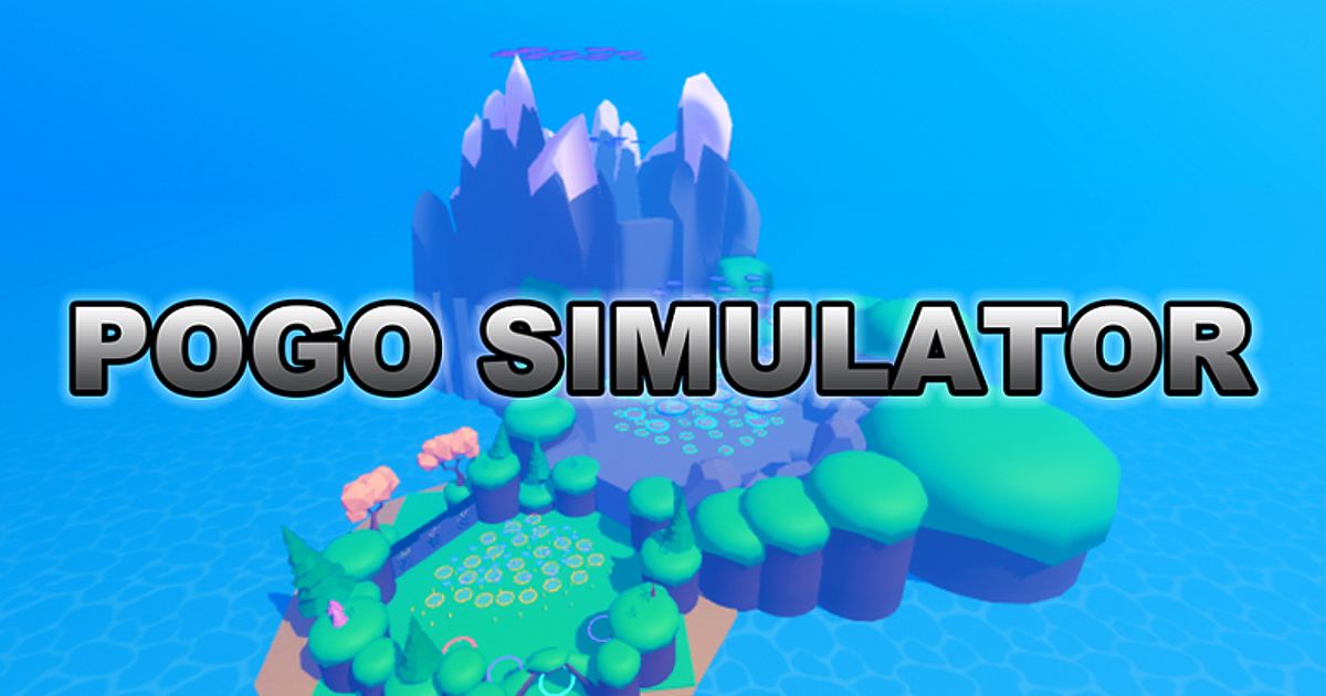 "Pogo Simulator" written in a bold font over a Roblox island.