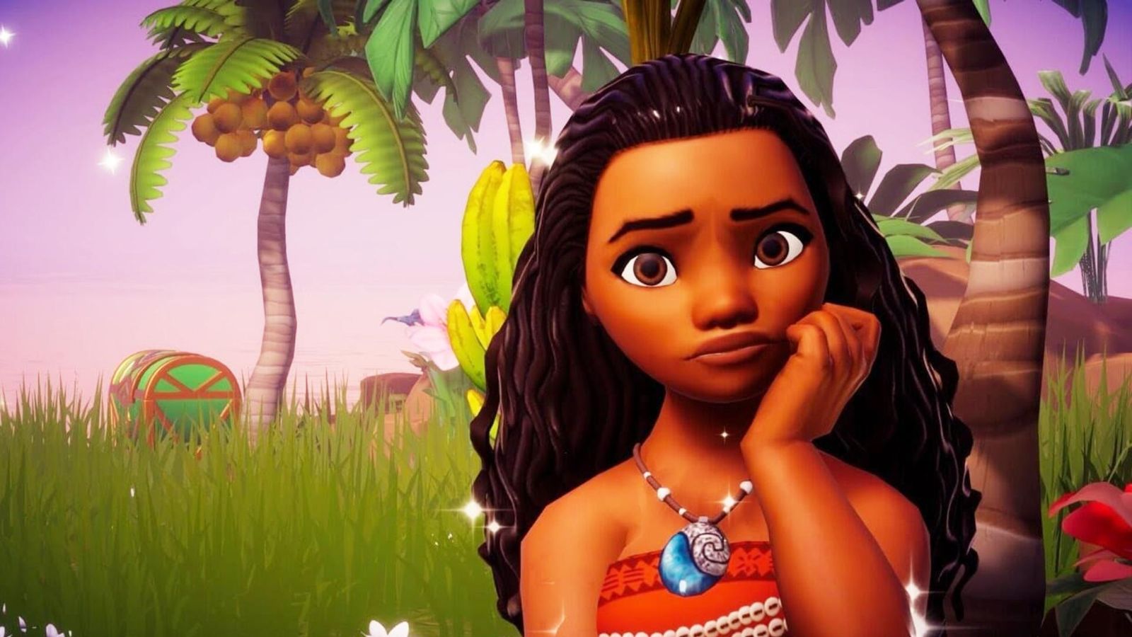 Moana resting her chin on her hand