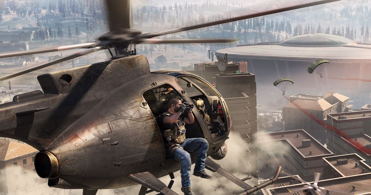 Warzone Mobile players sat in helicopter